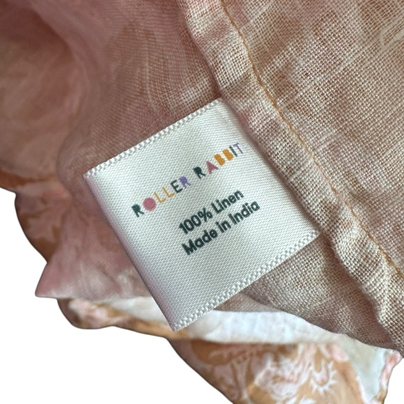 ROLLER RABBIT Amanda Print Tan & Pink Floral Linen 2 Piece Loungewear EUC $148 L - Picture 10 of 14